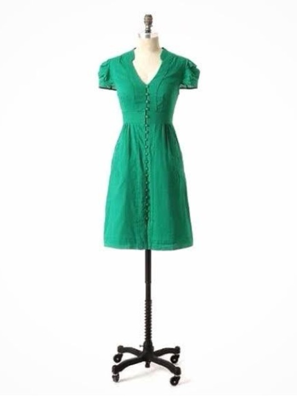 Anthropologie Maeve Secret Treasure Dress Green Striped Cotton Pockets Fall